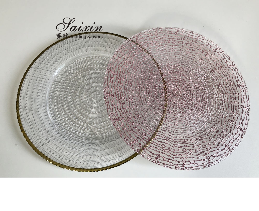 Luxury Black Charger Plates Wedding Tableware Rhomboid Glass 32cm