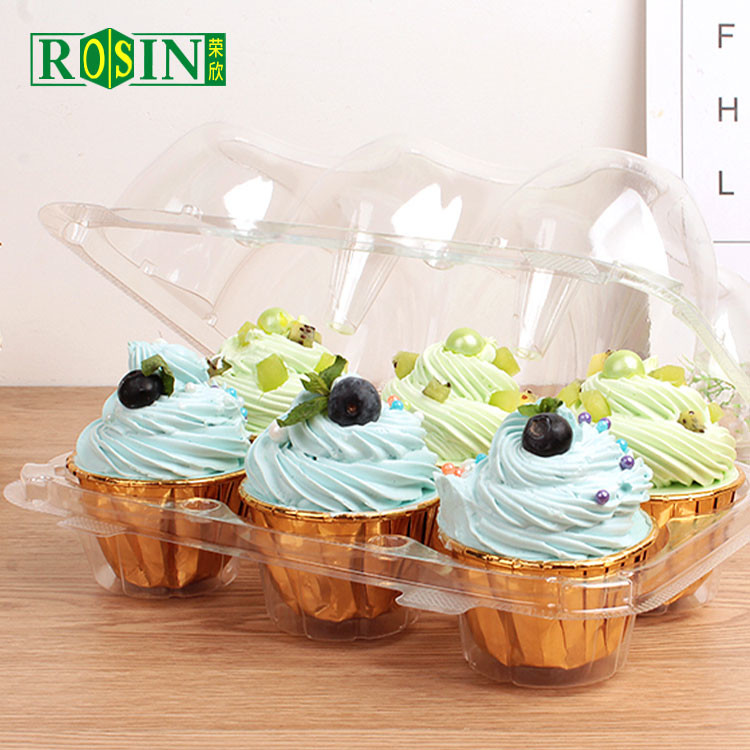 Custom Clear PET Plastic Cake Packaging Boxes 6 Count Convenient Assembly