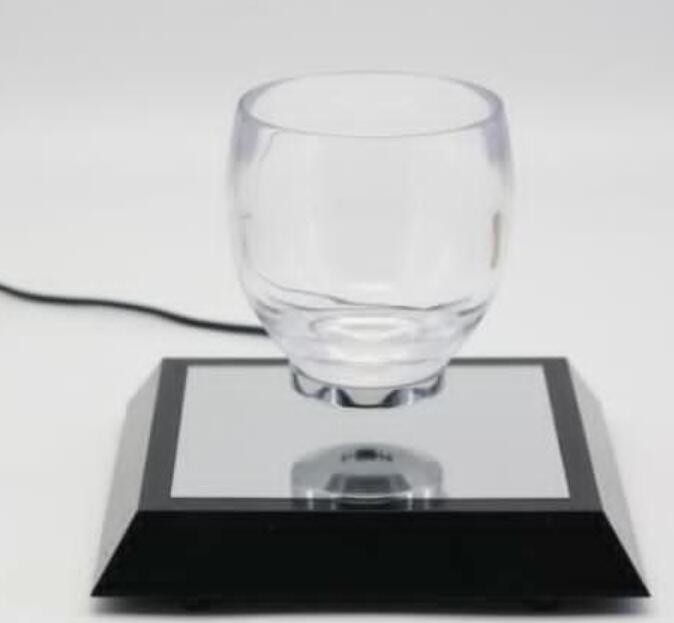 wireelss rechargeable levitation cup, wireless charging magnetic floating glassware cup display racks