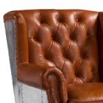 Single Seat Aviator Button Tufted Wingback Chair Antique Leather Armchairs