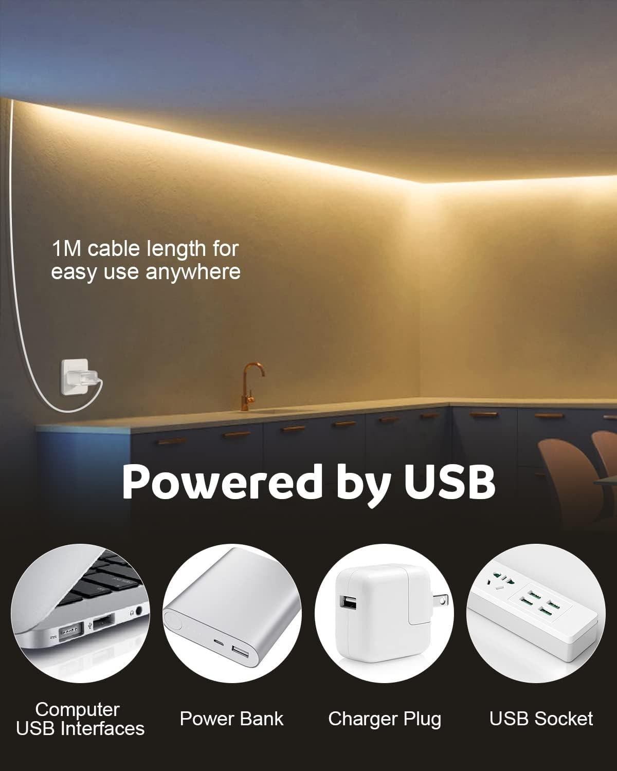 32.8FT COB LED Strip Lights Warm White/Cold White 90 Ra 7.5W Dimmable Adhesive Backing CE/RoHS Certified