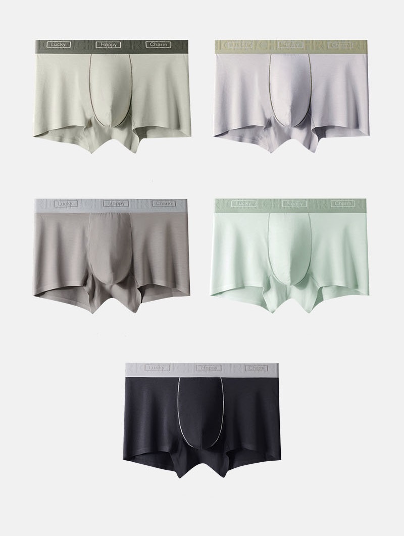Modal Breathable Mid Waist Boxer Briefs Comfortable U Convex Men'S Underwear