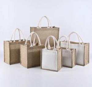 Quality Custom Printed Logo Waterproof Burlap Wedding Packaging Tote Jute Gift Bags wholesale
