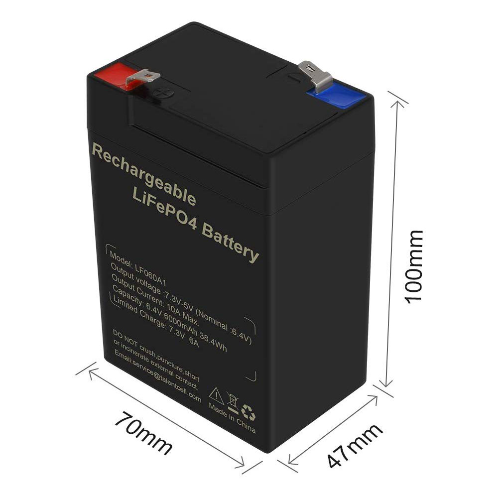 6Ah 6V Lifepo4 Deep Cycle Lithium Battery For Toys Bicycle Headlight Bumper Car