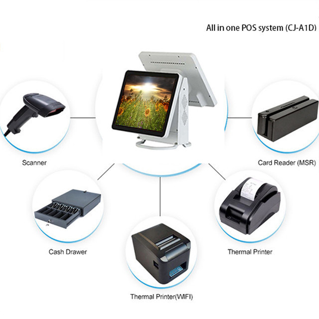 Cpu Intel J1900 Hotel Dual Display Pos System TFT Panel With SIM Card