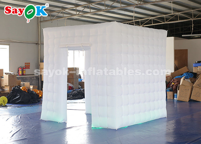 Inflatable Party Tent Two Doors Inflatable Portable Photo Booth White Oxford Cloth / Remote Control