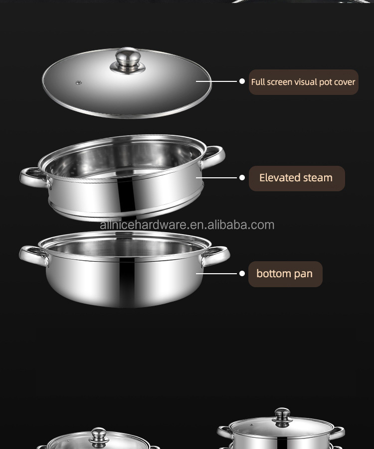 Hot Selling Cookware Cooking Food Steamer Stainless Steel Steamer Pot Kitchen Soup Pot With Steamer