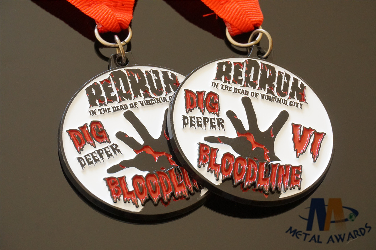 Black Nickle Custom Award Medals With Woven Ribbon Medaille For Club