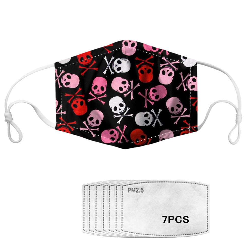 Halloween Skeletons Printed Reusable Face Mask With Elastic Earloop