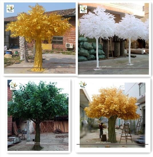 UVG indoor white big artificial banyan tree with silk leaves for winter wedding decorations GRE060