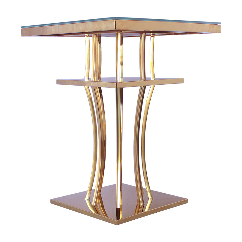 Luxury Square Side Table With Silver Mirror Glass Living Room Furniture