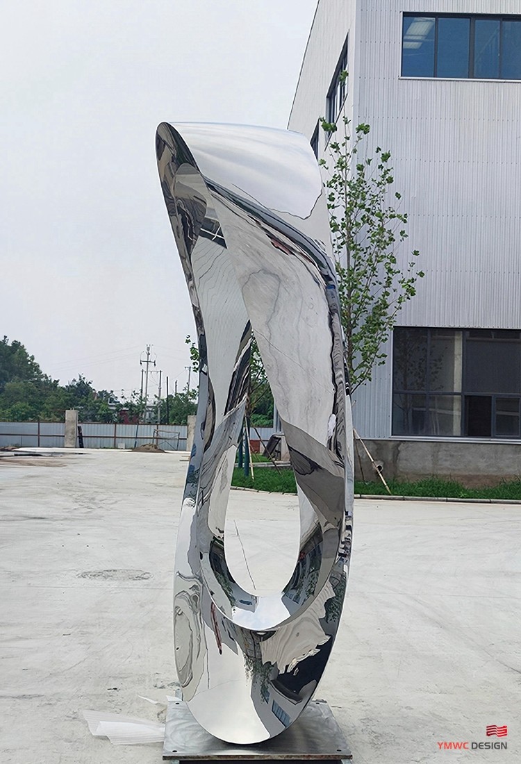 Custom Print Method Metal Abstract Sculpture Polished Mirror Circle Outdoor Sculpture