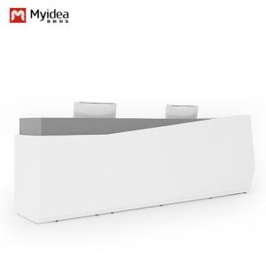 Quality Two-Person Size White Front Panel Reception Desk Gray WhiteColor Design Welcoming Customers Offices Hotels Companies Hospitals wholesale