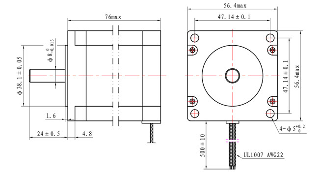 NEMA 23 Hybrid Stepping Motor 76mm Body 1.5N.M For CNC Machine