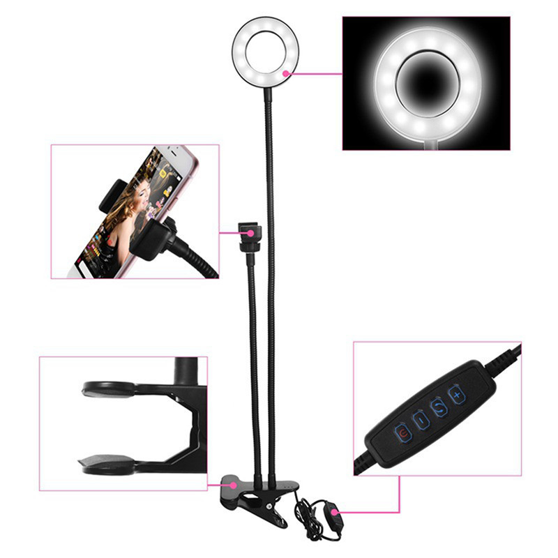 6.3inches 6000K Desktop Selfie Ring Light , Desk Ring Light With Phone Holder