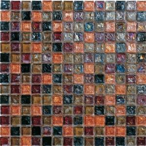 Quality Deep red water waving glass mosaic tile square shape tile wholesale