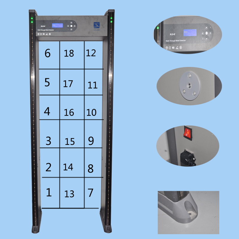 18 zones security check gate, walk through metal detector XLD-E