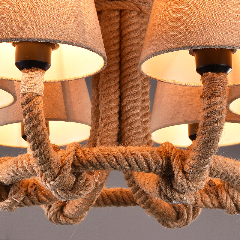 Antique Rustic Lamp for Coffee Farmhouse house Dining Room Rope chandelier(WH-CI-143)