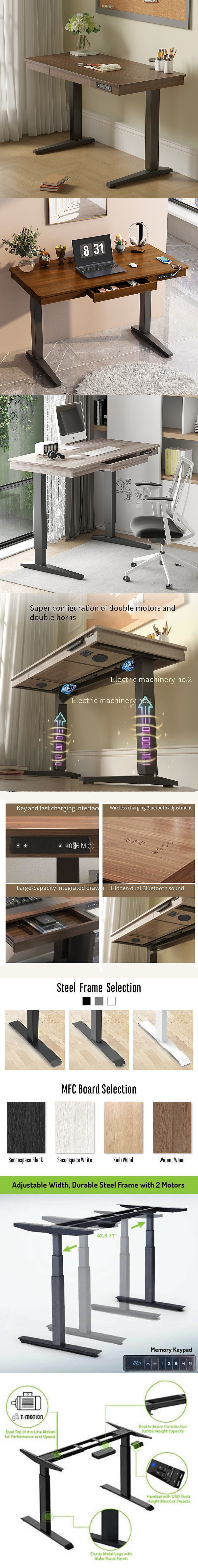 Unique Office Desk for Standing and Free Laptop Less Than 50db Noise Stainless Steel