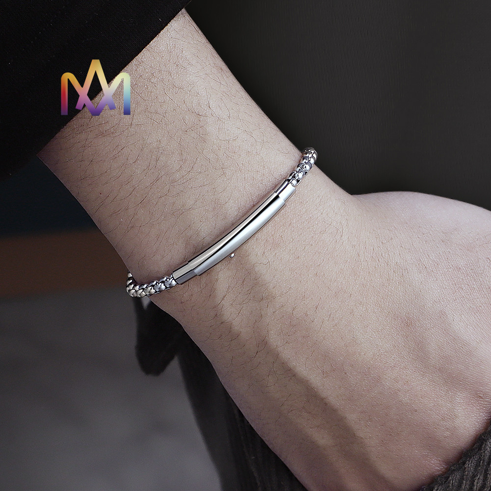 Hypoallergenic SS316L Men Punk Bracelet With Handmade Cuff Chain