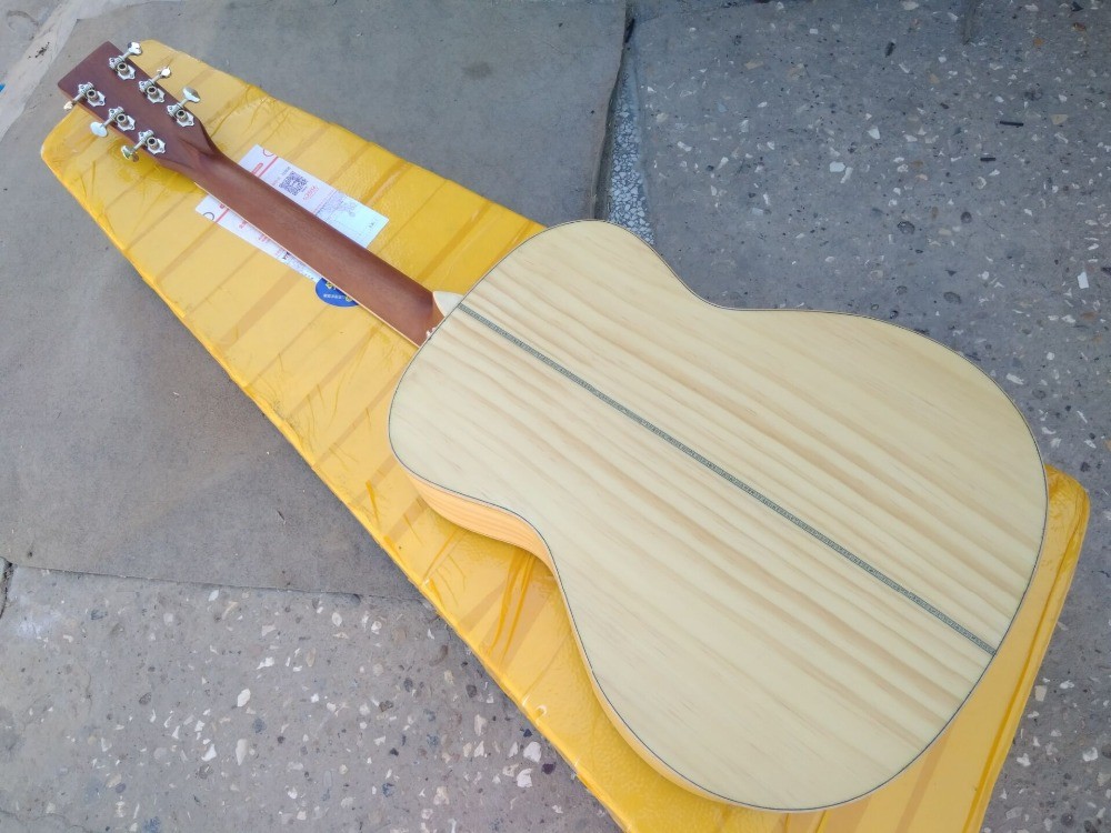 AAAA pine wood all Solid OM body style guitara 14 frets imported wood custom solid acoustic electric guitar