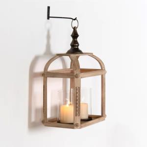 Quality Wood Carved Candle Holders Pillar Glass Candle Lanterns Holder wholesale