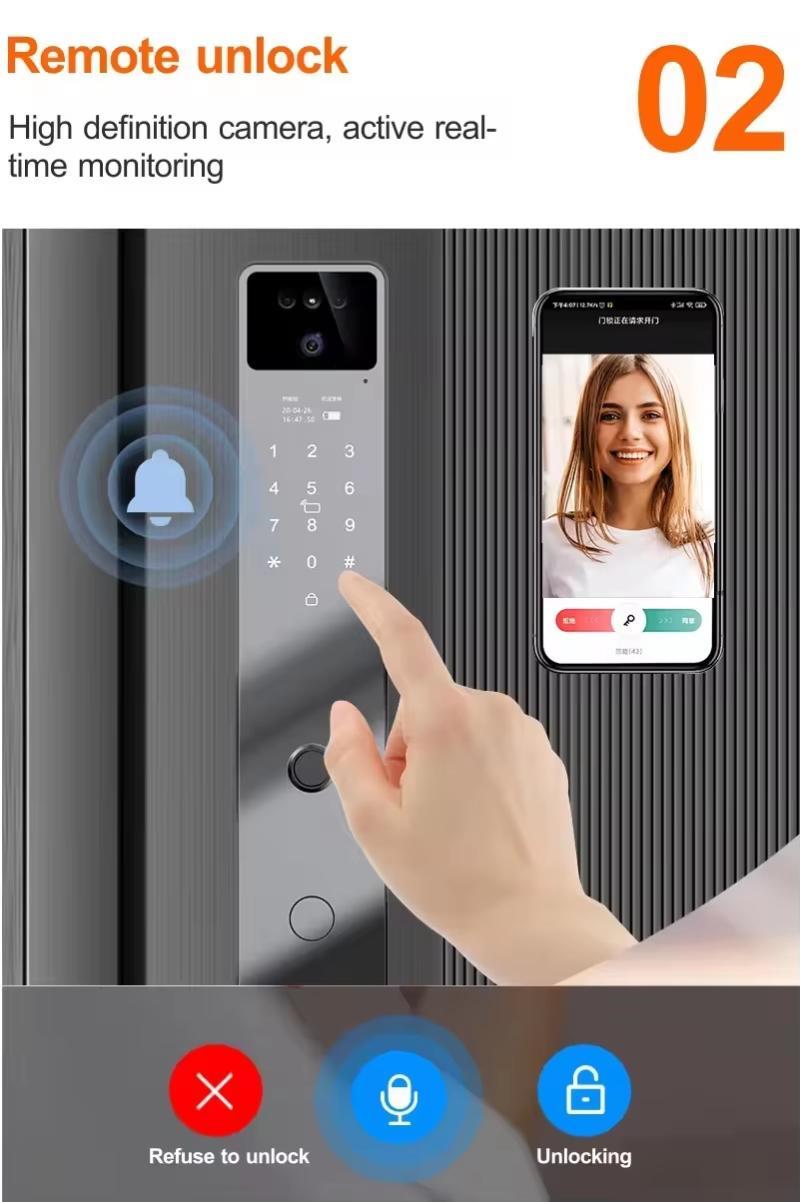 Automatic Tuya WiFi Smart Keyless for Front Door Handle with Camera