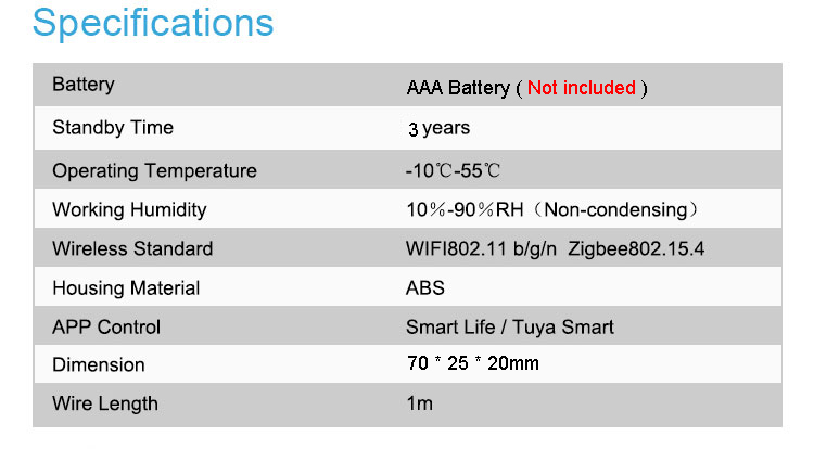 ABS Tuya Wireless Water Leakage Detector Smart Alarm Sensor AAA Battery