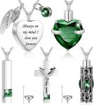Urn Necklace For Ashes Keepsake Cremation Heart Cross Cubic Jewelry For Ashes