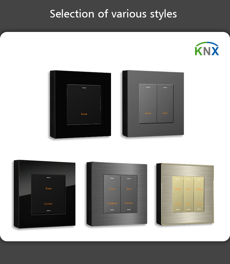 Glass Panel KNX Wall Switch Home Automation System Tact Smart Wall Light Switches