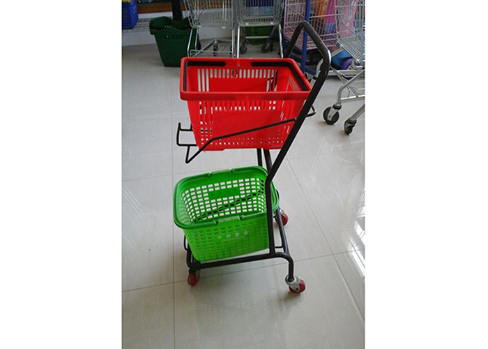 Three Basket Lightweight Shopping Trolley , Rolling Grocery Cart RAL Color