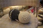 Round high-grade pearls evening bags woman holding a high-end fashion evening