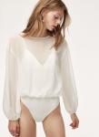 New Arrival Fall Clothing Cotton Spandex Ladies Transparent Bodysuit Tops Latest