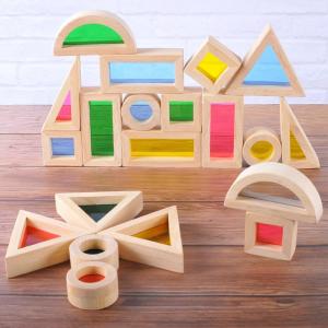 Quality Acrylic Educational 24pcs Rainbow Building Blocks For Kids Gift wholesale