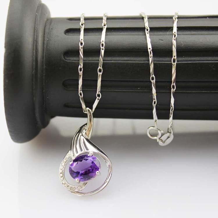 Women Jewelry 8mm x10mm Garnet Cubic Zircon Pendant Necklace (P36 )