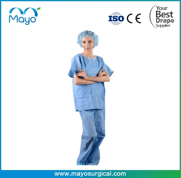 Blue 30gsm 40gsm Surgical Scrub Suits Light Blue Scrub Suit