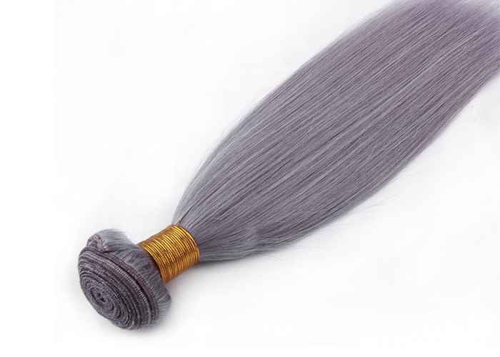 Customized Purple Grey Hair Silk Straight 100% Human Hair Can be flat ironed