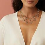 Trendy 14K Gold Plated Fashion Multi Heart Shaped Charm Women's Brass Necklace