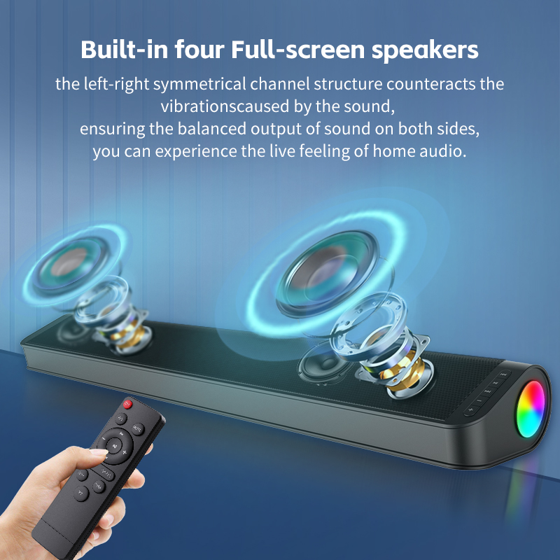 2500mAh 3.7V Battery Capacity TV Sound Bar with Subwoofer and RGB Wireless Bluetooth