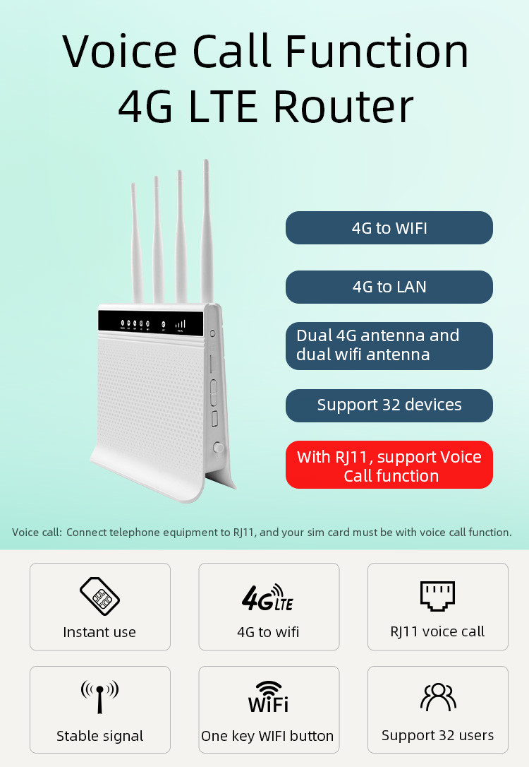Home LTE Router Volte MT7628N Chipset 300mbps Wireless N Router