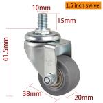 2615S-56 Mini Caster Wheels 1.5 Inch 38mm 35kg Threaded Chair Casters