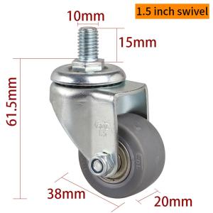 Quality 2615S-56 Mini Caster Wheels 1.5 Inch 38mm 35kg Threaded Chair Casters wholesale