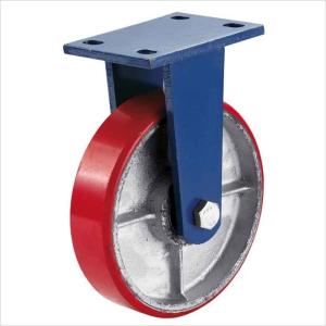 Quality cast iron wheel extra heavy duty red PU casters 1500lbs wholesale
