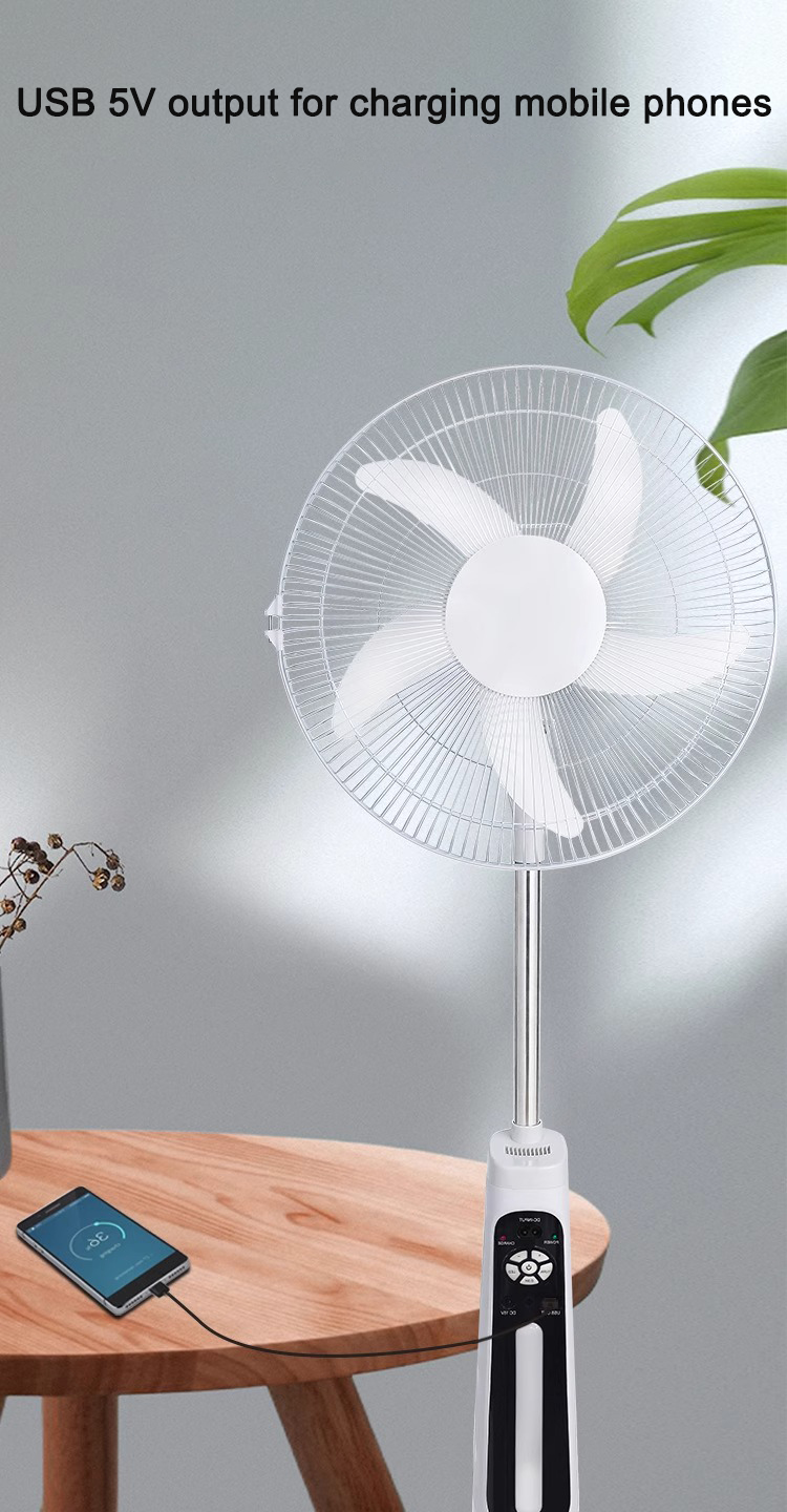 Latest 5 Blades 16/18 Inches Rechargeable Floor Stand Fan Solar Powered Electric Fan With Solar Panel