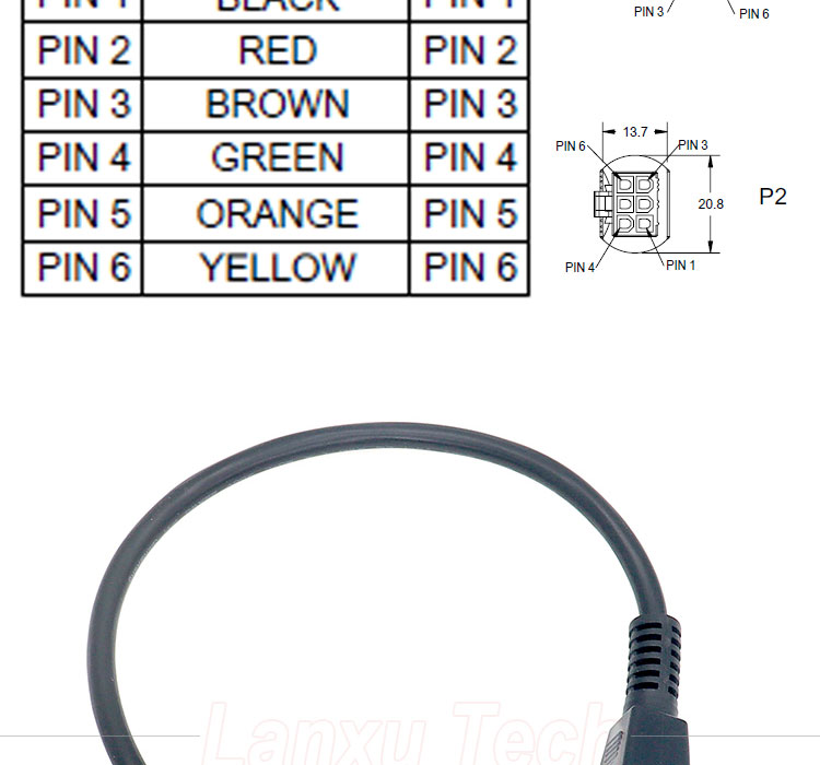 Overmolded Male to Male 6 Pin 2451350620 Molex Mini-Fit 4.2mm Pitch Connector Assembly Cable