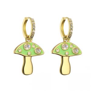 Quality Cute Enamel Gold Plated Drop Earring Mushroom Dangle Earrings wholesale