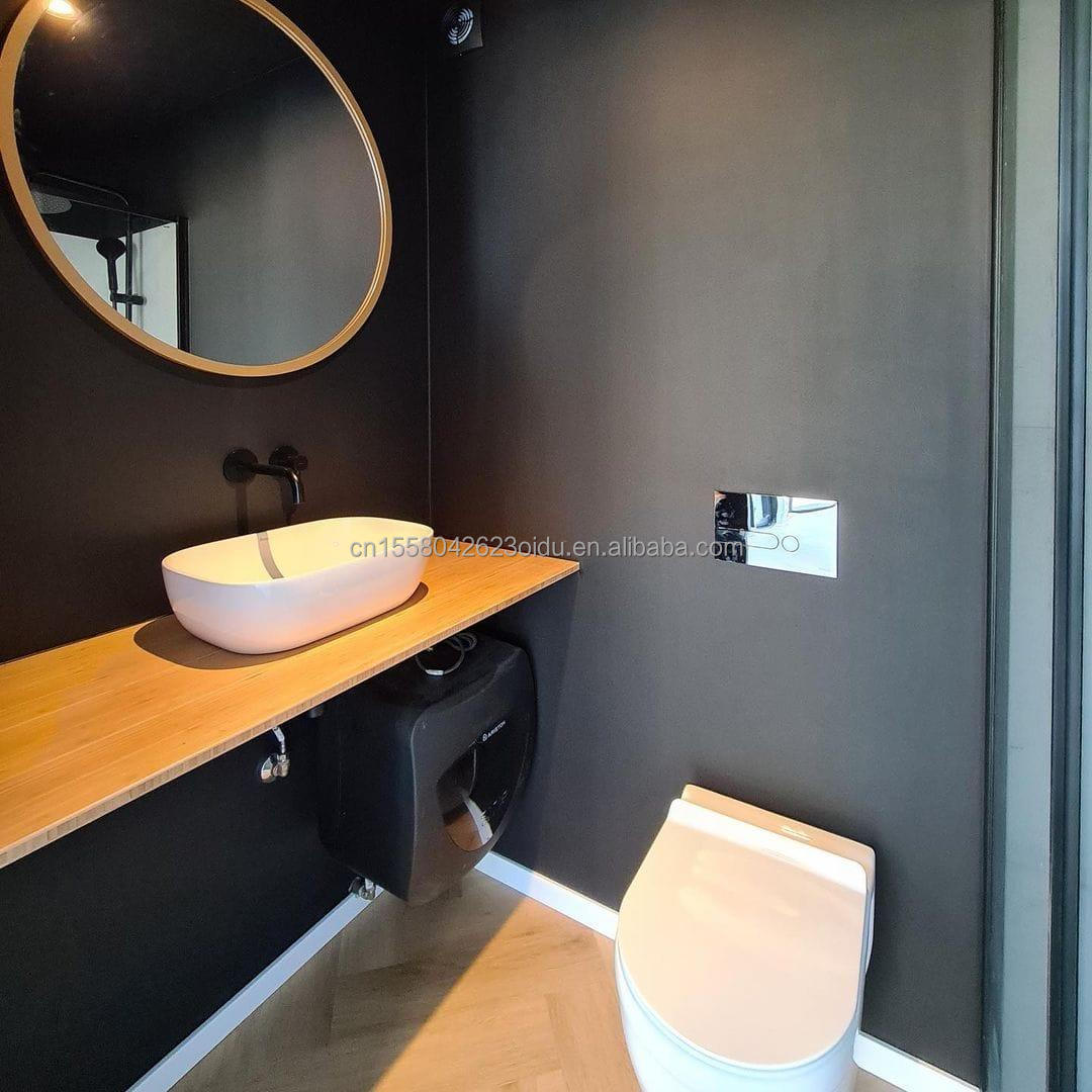 One Bedroom Hotel Black Shipping Container House Steel Door Luxury 20ft Prefabricated Wooden Houses with Kitchen and Bathroom