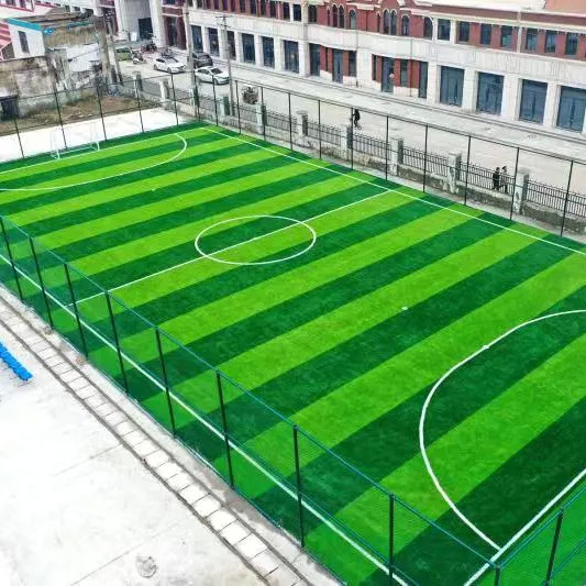 Antistatic Fake Field Football Artificial Grass 50mm Rolls Synthetic 5 / 8 '' For Soccer