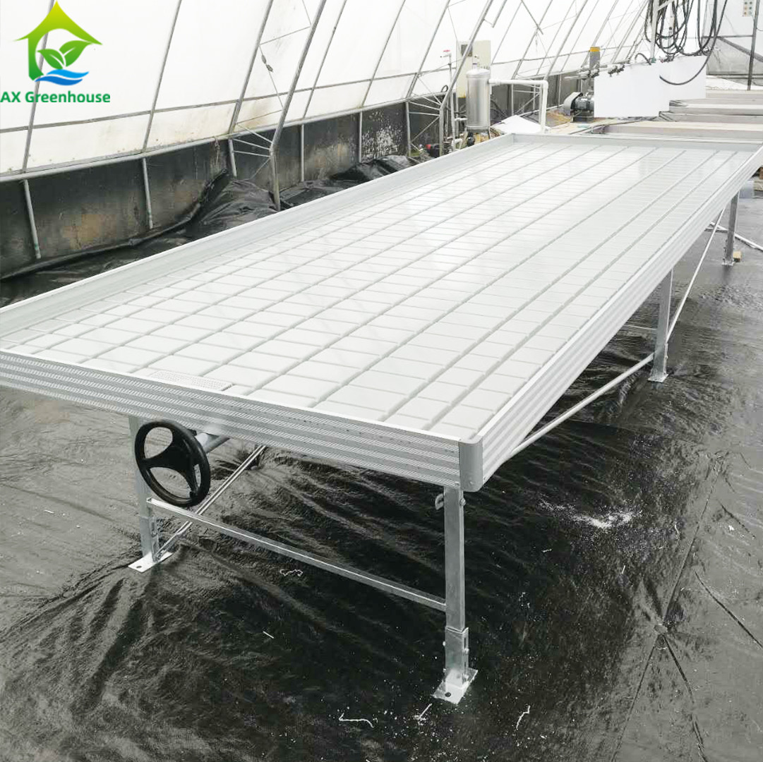 Ebb And Flood Hydroponic Movable Table Rolling Bench For Growing Plants In Greenhouse