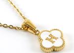 13*13MM 18K Gold Plated Stainless Steel Four-leaf Clover Letter Pendants